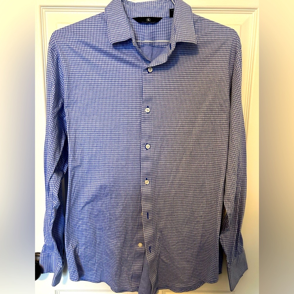Hart Schaffner Marx Amare Men’s Long Sleeve Houndstooth Print Button Down Shirt